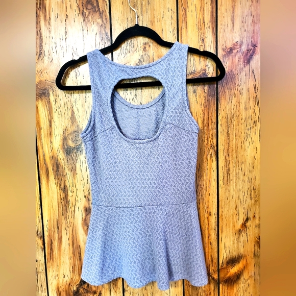 KIRRA Vintage Retro Gray Peplum Top back Keyhole Size Small - Picture 2 of 6